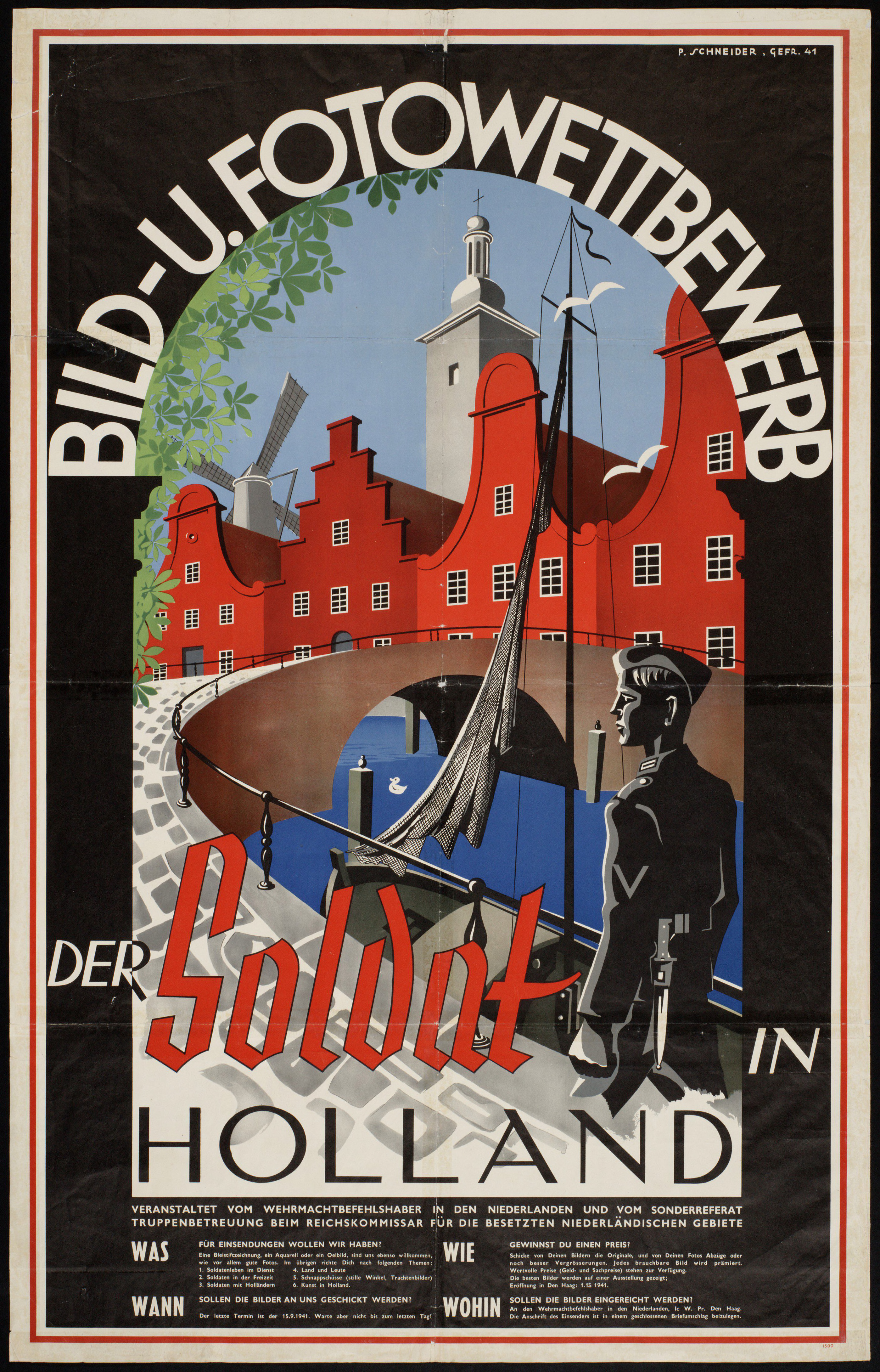 Affiche voor de tentoonstelling Der Soldat in Holland, die vanaf oktober 1941 in Den Haag te zien was