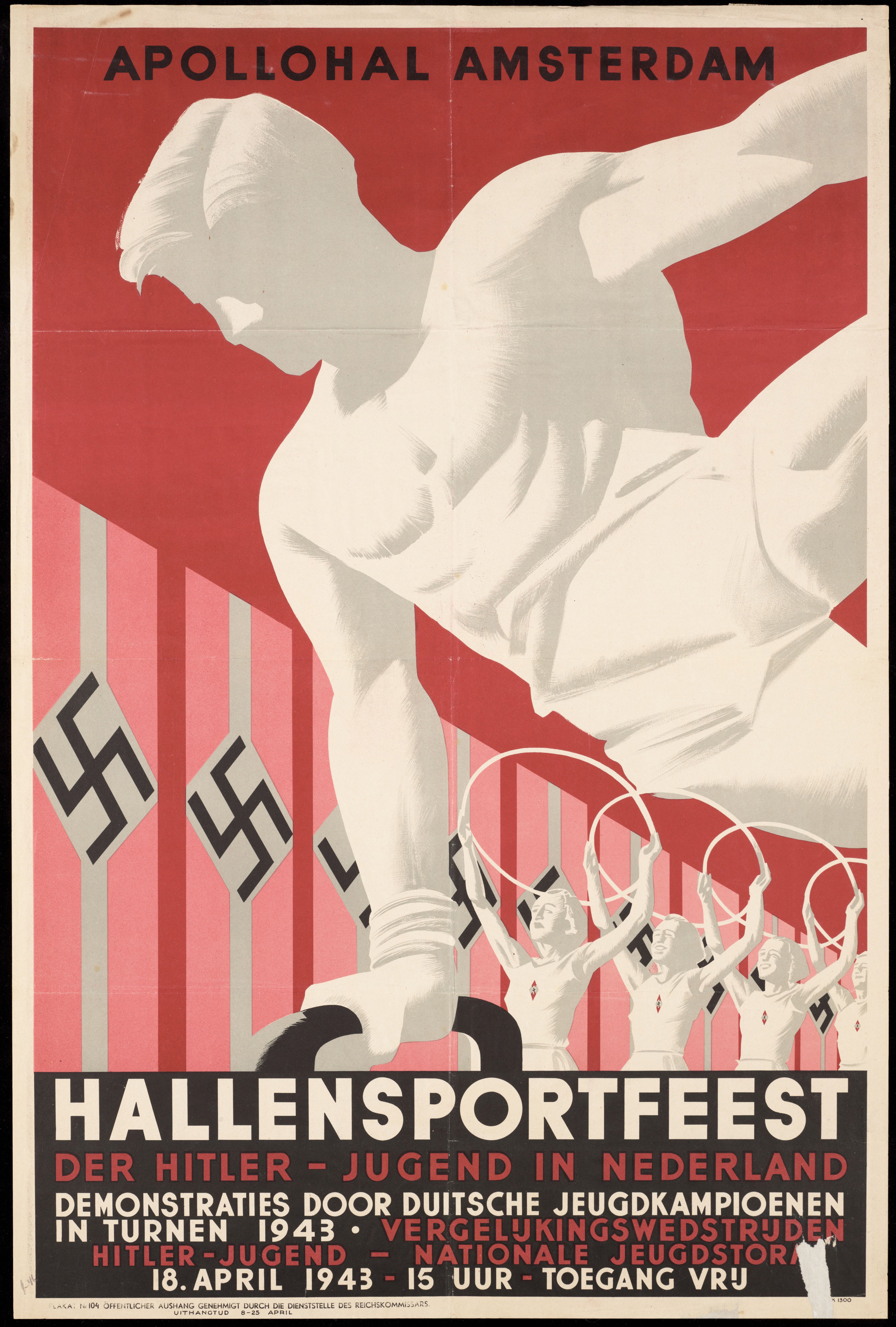 Affiche van een sportbijeenkomst met Hitlerjugend atleten. 