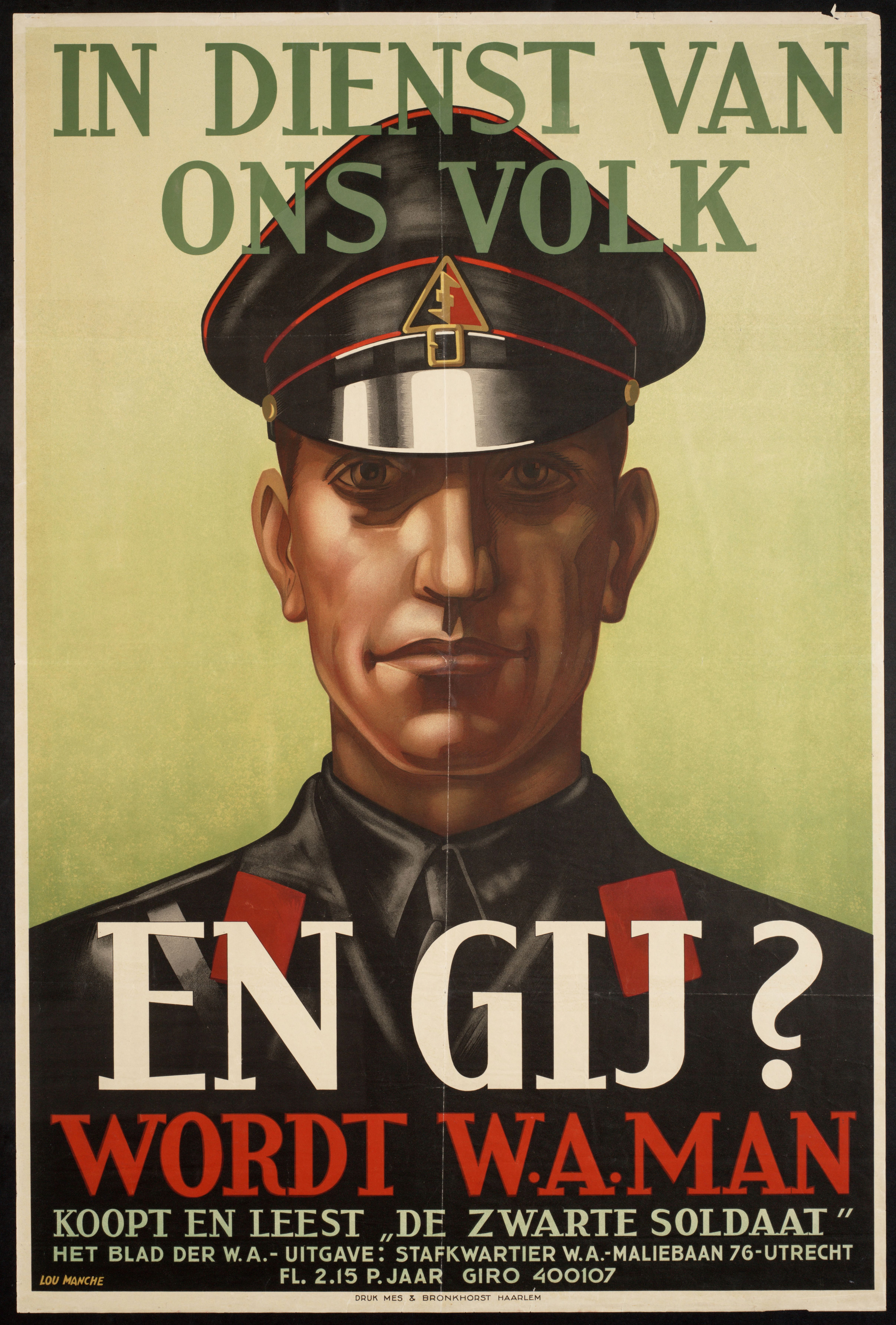 Affiche voor de W.A. uit 1940.