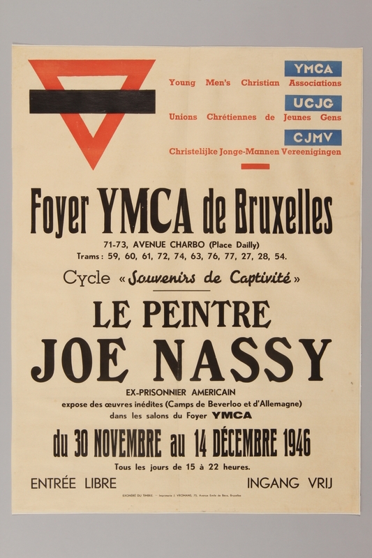 Poster van naoorlogse tentoonstelling in België , 1946.