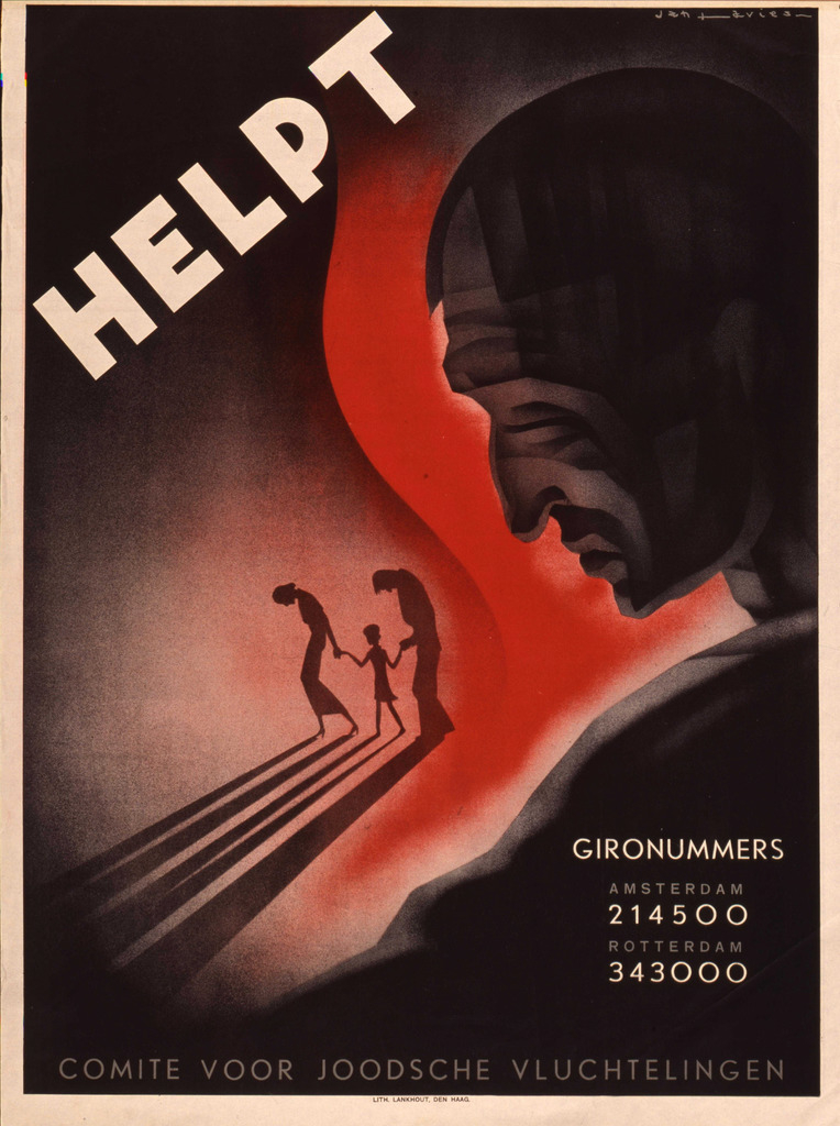 Affiche van het Comité voor Joodsche Vluchtelingen uit 1937.