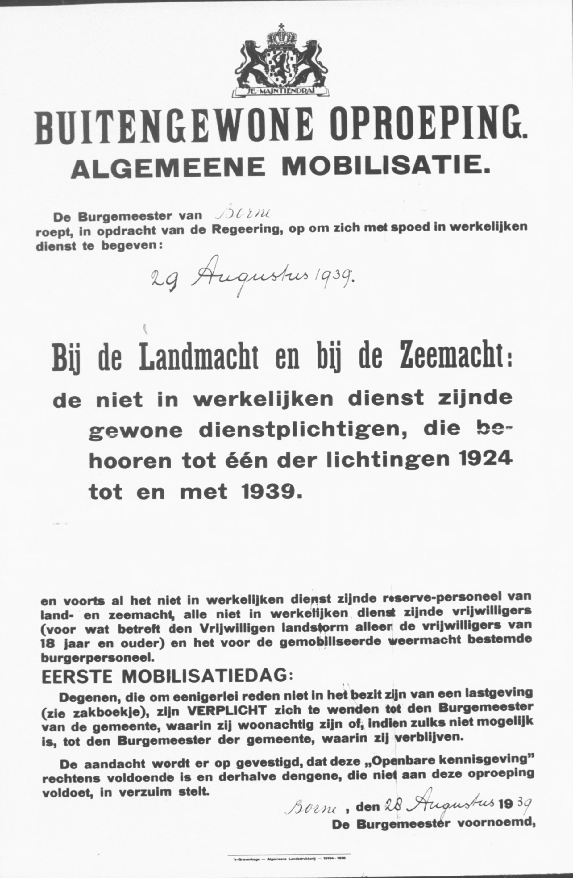 Afkondiging van algemene mobilisatie