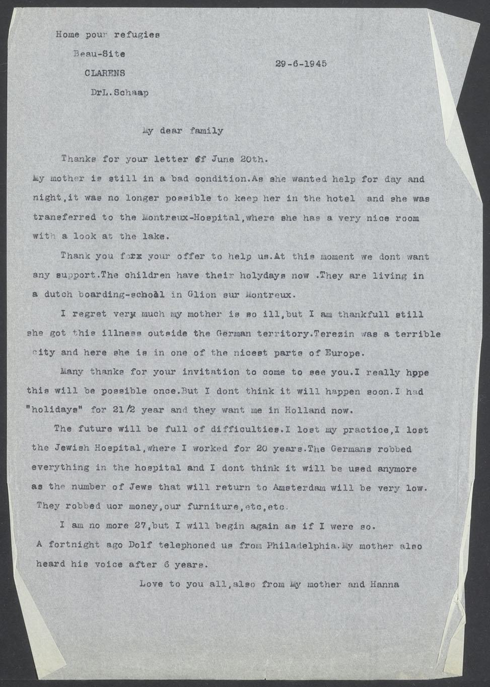 Brief die Louis aan zijn broer Adolf schrijft.