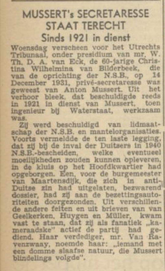 Krantenbericht over berechting Stien. 