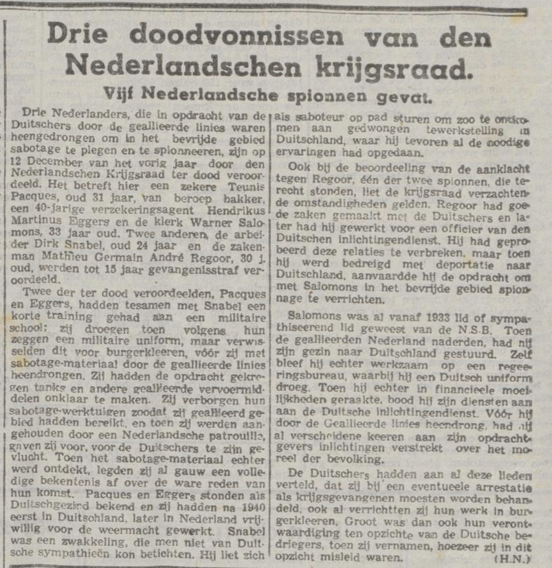 Krantenbericht met aankondiging van doodstraffen.