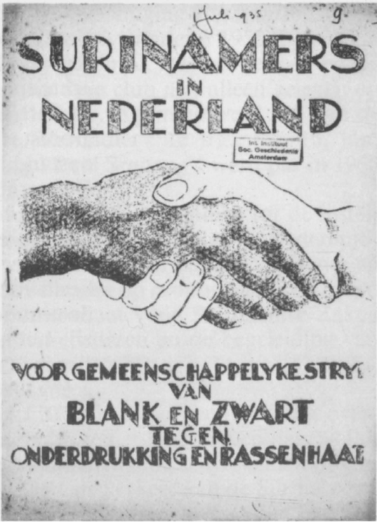 Voorpagina van het blad Surinamers in Nederland van 1 juni 1935. (bron: collectie Surinaamse Arbeiders Bond (Amsterdam)