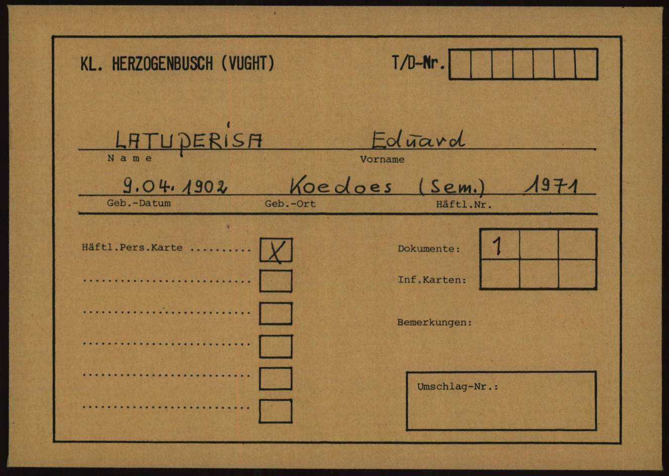 Kamp Vught document van Eddy Latuperisa