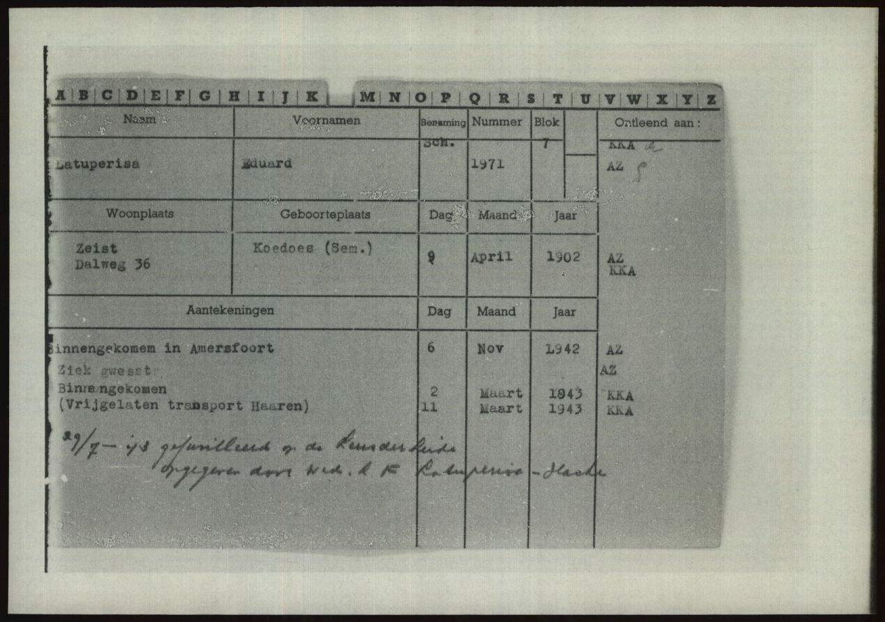 Kamp Amersfoort document van Eddy Latuperisa