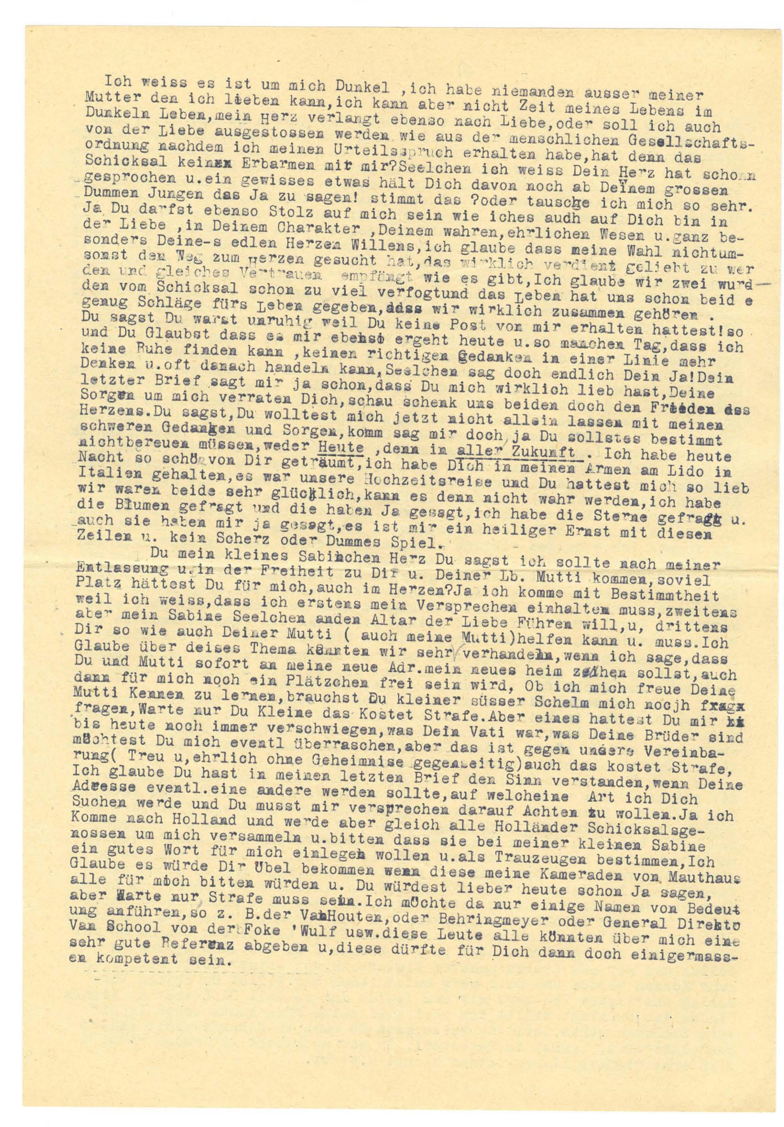 Fragment uit een brief van Gebele aan Sabine op 8 april 1943.